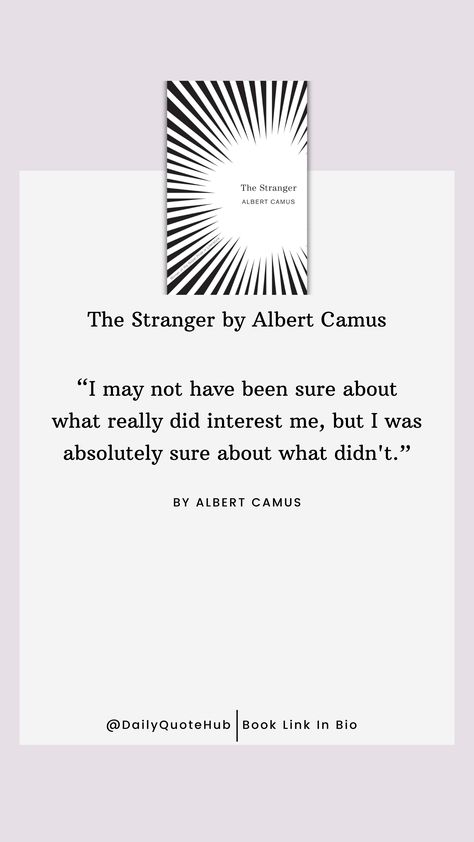 The Stranger by Albert Camus is a classic existential novel published in 1942. It follows Meursault, a dispassionate man whose life takes a dramatic turn after he commits a murder. The novel explores themes of absurdity and isolation. Books Link In Bio If You want to buy 🙏🙏 #quotes #philosophy  #Existentialism #AlbertCamus #ClassicLiterature #Absurdism #TheStranger The Stranger Quotes Camus, The Stranger Quotes, The Stranger Book, The Stranger Albert Camus, Stranger Quotes, Quotes Philosophy, Camus Quotes, Poet Quotes, The Stranger