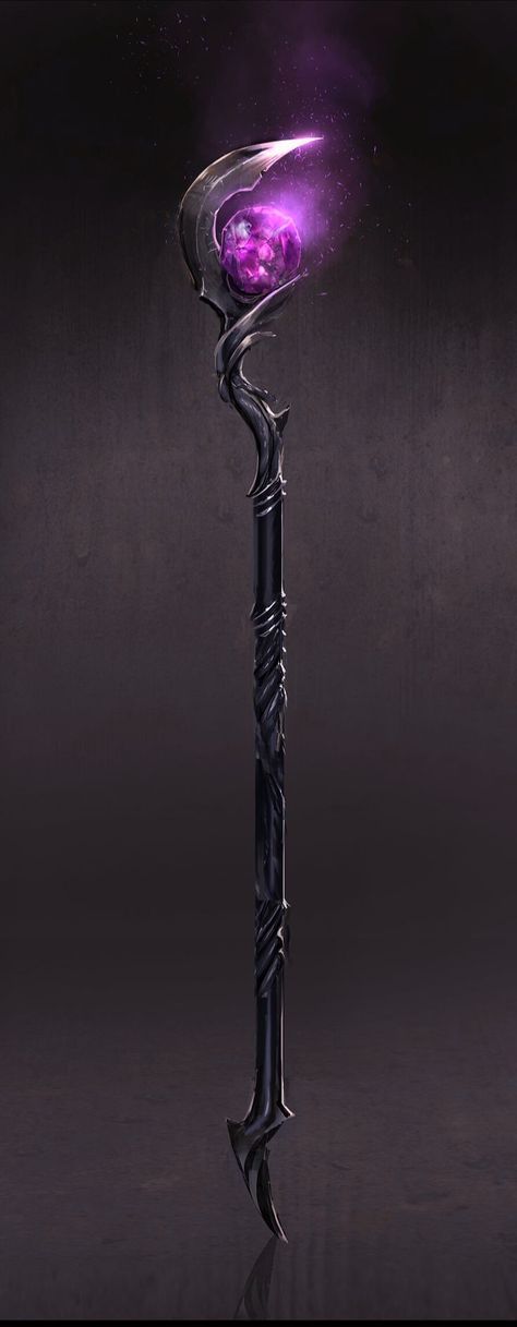 Staff Of Necromancy, Evil Staff Fantasy Art, Staff Magic Art, Magic Wand Art Dnd, Wizard Staff Art, Anime Magic Staff, Fantasy Axes Design Purple, Dnd Wizard Staff, Magic Wand Fantasy Art