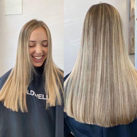 Brown Hair With Half Highlights, Half A Head Of Highlights Blondes, Blonde Half Head Highlights, Half Head Foils Blonde On Brown Hair, Half Head Blonde Highlights, Half A Head Of Foils, Half Head Highlights Blonde, Half Head Foils Blonde, Half Head Foils