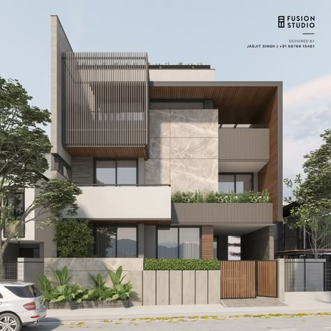 Grey Elevation House Modern, Contemporary Exterior House Designs, 3 Story House Exterior, Modern Elevation Designs For House, Contemporary Facade Design, Facade Design Modern, Elevation Designs For House, Modern Elevation Design, Room Decor Ideas Diy