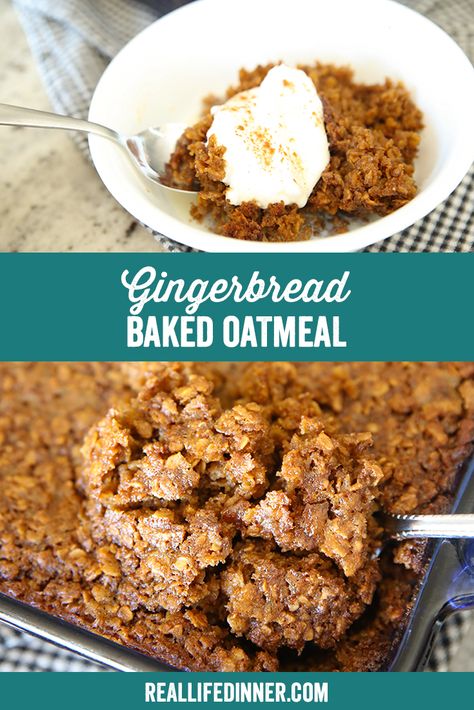 Baked Gingerbread Oatmeal, Holiday Baked Oatmeal, Gingerbread Oatmeal Bake, Gingerbread Baked Oats, Christmas Baked Oatmeal, Gingerbread Oats, Gingerbread Baked Oatmeal, Baked Oatmeal Casserole, Baked Oatmeal Recipes Healthy