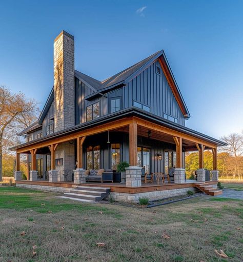 Pier And Beam House Exterior, Pier And Beam House, Adirondack Cottage, Dream Barndominium, Home Architecture Styles, Beam House, Barn Remodel, Home Styles Exterior, Lake Houses Exterior