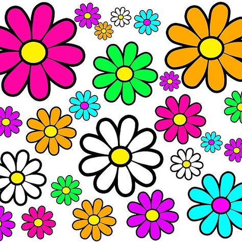 Copy of Hippie Groovy Daisies Flowers Happy Flowers Pattern Hippie Patterns, Modern Entrance Hall, 80s Flowers, Hall Sideboard, Trippy Flowers, Hippy Flowers, 90s Flowers, Hippie Background, Boho Drawing