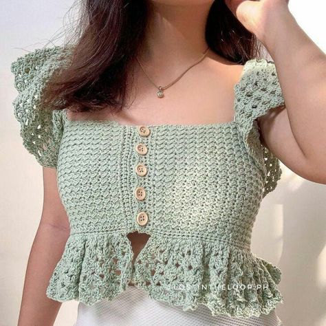 Casual Wear Stylish Crochet Blouse Top Designs ♥️ Crop Top Ideas, Crochet Top Dress, Blouse Tops Designs, Crochet Top Outfit, Mode Crochet, Crochet Ladies Tops, Crochet Tops Free Patterns, Kids Crochet, Top Ideas