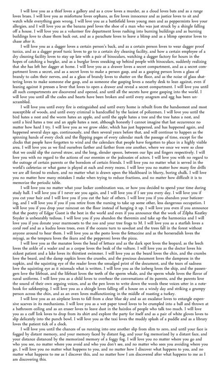 [I Will Love You] from The Beatrice Letters by Lemony Snicket....this was the saddest thing i have ever read Beatrice Letters, Letters To Your Boyfriend, Ceremony Readings, Letter To My Boyfriend, Love Letters To Your Boyfriend, Relationship Paragraphs, Love Paragraph, Wedding Ceremony Readings, Long Love Quotes