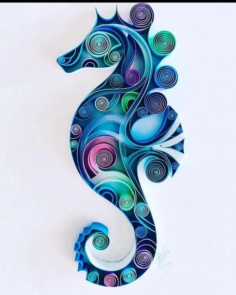 Quiling Paper Art, Seahorse Pattern, Quilling Letters, Quilling Pattern, Quilling Animals, Seahorse Art, Quilling Paper Craft, Quilling Patterns, Sea Horse