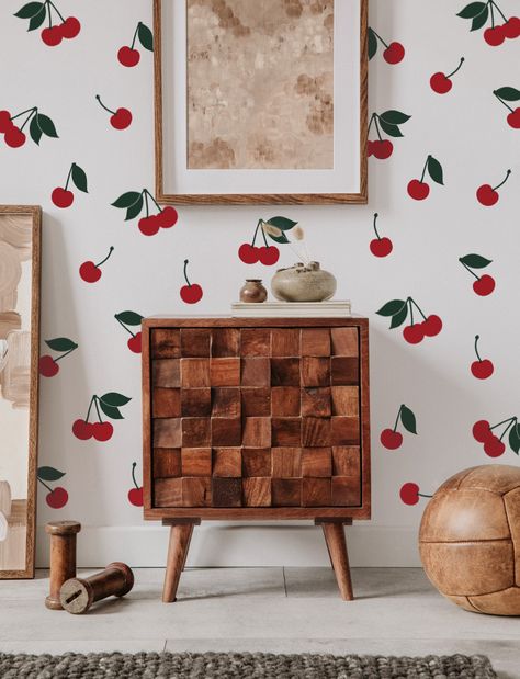 [ITEM NO. 930028] Cherry Wall Decal

[DECAL SET SIZE]
Decals measure from 6.5”tall(approx.)

[SET INCLUDED]
♥ 42 Cherries (18 Cherry Pairs / 24 Single Cherry / 42 Stems and Leaves)

• The above items are all separated so you can place them wherever you wish.
• This is an exclusive design only from pink n blue Baby! Alphabet Tree, Playroom Wall Decals, Girl Nursery Wall, Ripe Fruit, Girls Nursery, Removable Wall Decals, Kids Wall Decals, Playroom Wall, Fruit Design