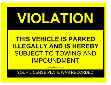 This yellow and black sign lets people know that a vehicle has been parked illegally, and the owner's plate has been recorded. Free to download and print Ticket Template Printable, Ticket Template Free, Interview Help, Ticket Printable, Funny Lists, Parking Ticket, Printable Tickets, Parking Tickets, Badge Template