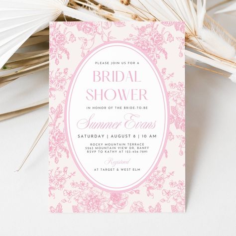 Pink Floral Toile Bridal Shower Invitation Template Floral Chinoiserie Bridal Shower Invite Elegant Wedding Shower Invite Instant Download Floral Toile, Bridal Tea, Pink Bridal Shower, Wedding Shower Invitations, Bridal Shower Invitations Templates, Bridal Shower Party, Floral Bridal, Bridal Shower Invitation, Floral Vintage