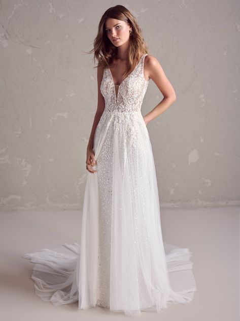 Trish Beaded Fit-and-Flare Wedding Gown | Rebecca Ingram Bridal Closet, Rebecca Ingram, Ivory Gown, Flare Gown, Exquisite Gowns, Social Dresses, Amazing Wedding Dress, Wedding 2025, Designer Bridal Gowns