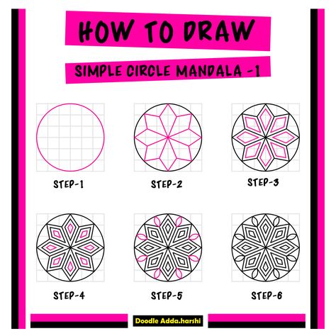 Zendala Patterns Step By Step, Doodles Mandala, Mandala Kids, Colorful Mandala Art, Mandala Making, Simple Mandala Design, Draw Mandala, Circle Mandala, Patterns Colorful