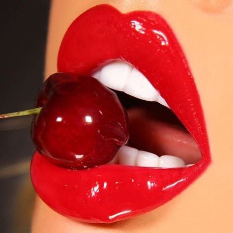 Cherry In Mouth, Cherry Lipstick, Kristina Webb, Lip Art Makeup, Bold Lip Color, Cherry Lips, Lipstick Art, Lips Drawing, Bold Lips