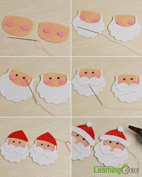 Christmas Diy Felt, Easy Felt Crafts, Sewn Christmas Ornaments, Felt Santa, Diy Felt Christmas Ornaments, Diy Felt Christmas Tree, Felt Ornaments Patterns, Easy Christmas Ornaments, Decoration For Christmas