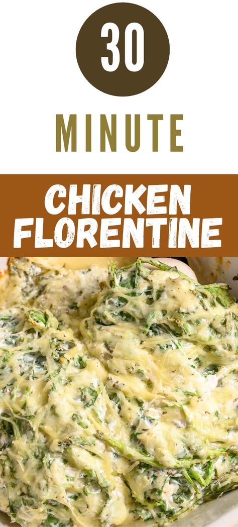 Creamy Chicken Florentine Creamy Chicken Florentine, Chicken Florentine Recipe, Chicken Florentine Casserole, Florentine Recipe, Creamy White Sauce, 30 Minute Meals Healthy, Florentines Recipe, Chicken Florentine, Fresh Spinach