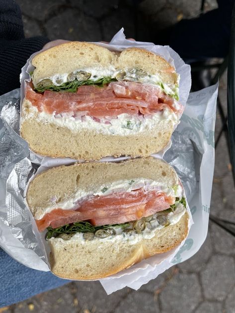 New York Bagels, Ny Christmas, New York Bagel, Panini Sandwich, Bagel Sandwich, I Love Nyc, Sandwich Recipes, Bagels, Sweet Savory