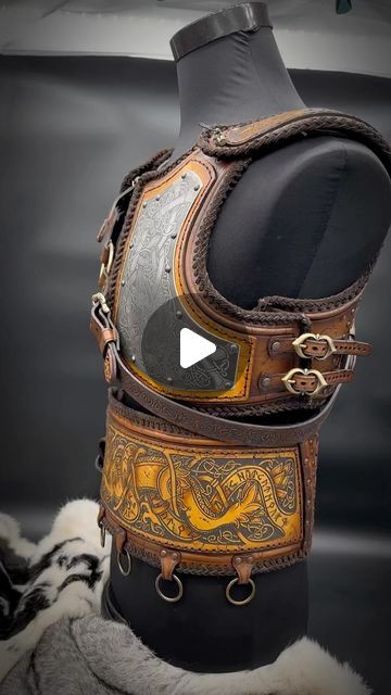 Enric Pujol Art on Instagram: "Another order that is done. This time a chestplate, Pauldron and broad belt from the Fenrir set. I think that in the turning plate gives a very nice chance to see all the details. Have a nice weekend!  #orderdone #fenrirset #armor #fantasyarmor #fantasy #vikinginspired #steelwork #leatherwork" Pauldron Armor, Have A Nice Weekend, The Turning, Nice Weekend, Fantasy Armor, Weekend Fun, Leather Working, The Details, Vikings