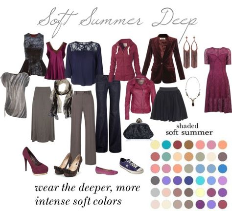 "Soft Summer Deep" by expressingyourtruth on Polyvore Soft Summer Deep, Soft Summer Fashion, Soft Summer Palette, Soft Summer Color Palette, Deep Winter Colors, Soft Summer Colors, Summer Color Palette, Seasonal Color Analysis, Deep Winter