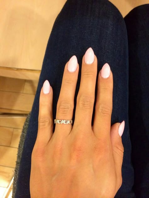 #mountainpeak #nails Sorry Almond Nails, Short Pointy Almond Acrylic Nails, Gel Nails Pointy Almond, Pointy Short Almond Nails, Short Stilleto Shape Nails, Short Acrylic Nails Pointy, Short Almond Nails Pointy, Light Pink Pointy Nails, Short Point Nails