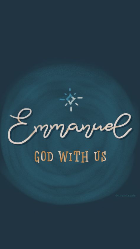 EMMANUEL- God with us! #typography #bible #emmanuel #jesus #wallpaper #blue Christmas Phone Wallpaper Bible, Emmanuel God With Us Wallpaper, Manger Wallpaper, Emmanuel Wallpaper, Christian Christmas Images, Emmanuel Tattoo, Emmanuel God With Us, Christmas Quotes Jesus, Spiritual Uplifting Quotes