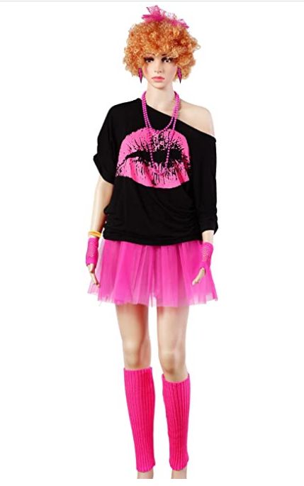 80s Outfits Women, 80s Party Outfits, Fishnet Gloves, Neon Retro, Amazon Clothing, 80s Costume, Women Costume, Fluffy Skirt, Amazon Clothes