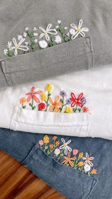 Tshirt Design Diy, Gonna Be Okay, Diy Embroidery Designs, Embroidery Tshirt, Hand Embroidery Projects, Floral Pocket, Be Okay, Hand Embroidery Patterns, Embroidery Inspiration