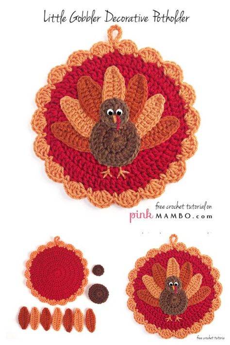 Crochet Turkey Hot Pad, Turkey Coaster Crochet, Crochet Turkey Potholder Pattern, Crochet Turkey Coaster Free Pattern, Crochet Turkey Applique Free Pattern, Turkey Crochet Pattern Free, Crochet Turkey Pattern Free, Thanksgiving Crochet Patterns Free, Thanksgiving Coasters