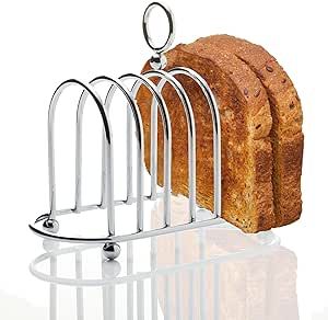 Muldale Toast Rack English Style - Toast Holder Rack English Victorian Chrome Toast Stand with Ball Feet - 6 Slice Slot Toast Caddy - Sturdy and Toughened Toast Holder, Bread Holder, Server Rack, Breakfast Routine, Big Breakfast, Family Breakfast, Toast Rack, Kitchen Gadgets Unique, Breakfast Tray