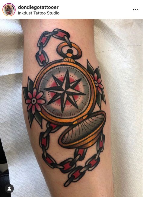 Compass Tattoo Traditional, Old School Nautical Tattoo, Anna Meliani, Traditional Nautical Tattoo, Ship Wheel Tattoo, Traditional Compass Tattoo, Traditional Tattoo Man, Wheel Tattoo, Peacock Tattoo