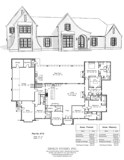 Villa Home Plans, House Plans With Hearth Room, Modern English House, Floor Plans Architecture, English Cottage Floor Plans, House Plans Drawing, Modern Tudor House Plans, Modern English Cottage, Tudor House Exterior