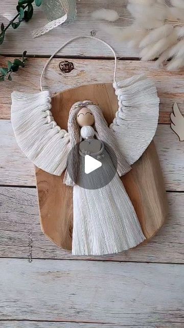 Macrame Angel, Macrame Wings Angel, Macrame Angel Wall Hanging Tutorial, Macrame Angel Ornament Tutorial, Angels Macrame, Macrame Angle, Macrame Decor, Macrame Art, Macrame