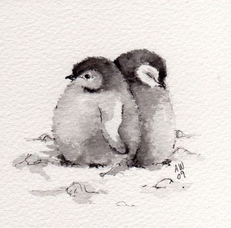 Isn't this the cutest watercolour painting you've seen? Watercolor Paintings Of Animals, Watercolor Paintings Easy, 수채화 그림, Arte Sketchbook, Easy Watercolor, Watercolor Inspiration, Watercolor Bird, Watercolor Animals, Bird Art