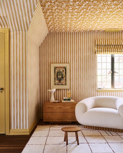 7 Design Ideas We’re Borrowing From Sarah Sherman Samuel’s Whimsical Remodel | Architectural Digest Sarah Sherman Samuel Kids Room, Boucle Chair, East Grand Rapids, Tudor Home, Living Room And Kitchen Design, Yellow Cabinets, Bathroom Big, Sarah Sherman, Sarah Sherman Samuel