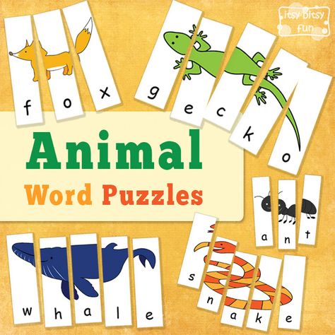 Animal Puzzle Printable, Japanese Worksheets, Word Puzzles For Kids, Preschool Puzzles, Free Printable Puzzles, Printable Puzzles For Kids, Children Education, Free Preschool Printables, Word Puzzle