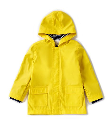 From Adventurewear 360, this raincoat features:Mid-weightHidden zip-front/velcroLong sleevesStriped liningWaterproofPolyurethane/polyester liningMachine washImported. Cute Raincoat, Yellow Rain Coat, Baby Raincoat, Cute Raincoats, Kids Coats Girls, Rain Outfit, Raincoat Kids, Yellow Raincoat, Rain Coat