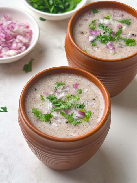 Ragi Ambli (Ragi Ganji) - Indian Veggie Delight Malt Recipe, Ragi Recipes, Ragi Flour, Indian Vegetarian Dishes, Finger Millet, How To Make Buttermilk, Indian Diet, Millet Flour, Millet Recipes