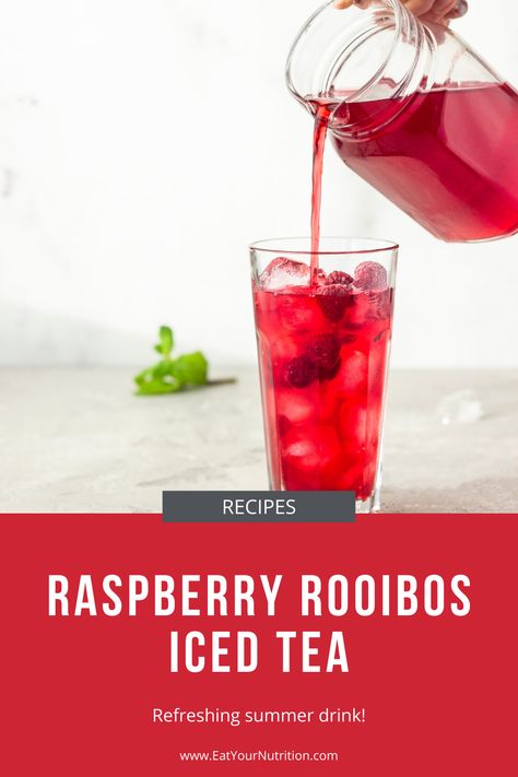 One sip of this refreshing summer drink of raspberry rooibos iced tea, and you will be taken to a tropical summer vacation. This healthy summer drink recipe is caffeine free, so it's kid-friendly. Healthy iced teas are all the rage for a fun summer. Try this recipe today, head on over to the website to get the recipe for this healthy, lower in sugar iced tea recipe. #icedtearecipe #healthydrinkrecipe #rooibostea #tearecipe #refreshingdrinkrecipe #summerdrinks #summerdrinkrecipes #icedtea Rooibos Tea Recipes, Healthy Summer Drink Recipes, Rooibos Iced Tea, Ice Tea Recipe, Teas To Drink, Iced Herbal Tea, Healthy Iced Tea, Movie Recipes, Iced Tea Recipes Homemade