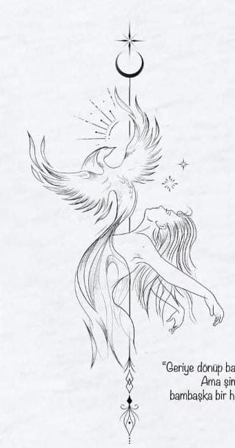 Pheonix Thigh Tattoos Women, Hip Phoenix Tattoos Women, Dragon Goddess Tattoo, Phoenix Fire Tattoo Feminine, Nyx Tattoo Ideas, Goddess Warrior Tattoo, Tattoo Ideas Female Phoenix For Women, Mythology Flash Tattoo, Pheonix Tattoo For Women On Back