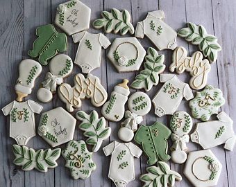 Tiny Sprout Baby Shower Theme, Boho Gender Reveal Cookies, Cookies For Baby Shower Boy, Eucalyptus Cookies Decorated, Baby Shower Succulent Theme, Sage Green Baby Shower Cookies, Cactus Baby Shower Cookies, Sage Green And Gold Baby Shower Ideas, Green Baby Shower Ideas For Boys