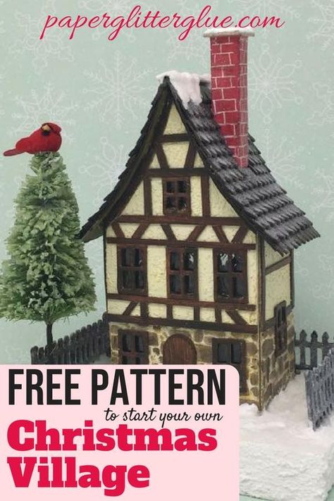 Puts House Patterns, Cardboard House Christmas Village, Putz House Patterns Free Printable, Paper Houses Christmas, Christmas Cardboard Houses, Paper Houses Diy, Puts Houses, Diy Christmas Village Houses, Svg Patterns