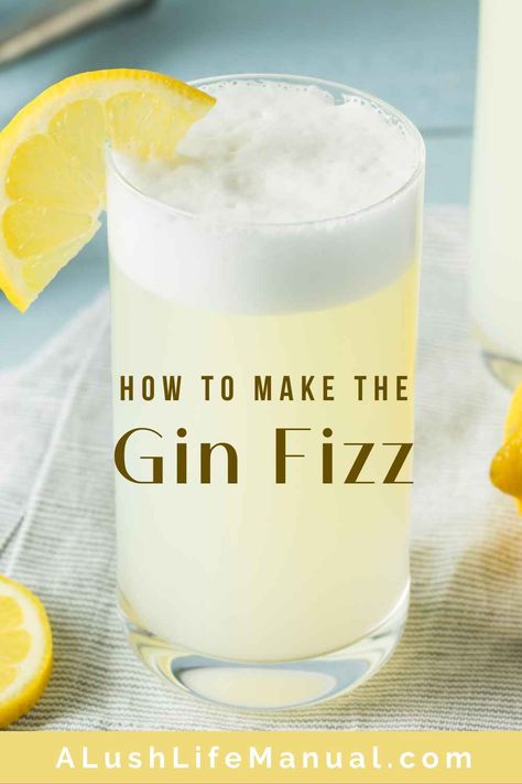 Gin Fizz Recipe, Gin Drink Recipes, Gin Fizz Cocktail, Classic Gin Cocktails, Fizz Cocktail, Cocktail Gin, Lemon Cocktail, Gin Lemon, Gin Recipes