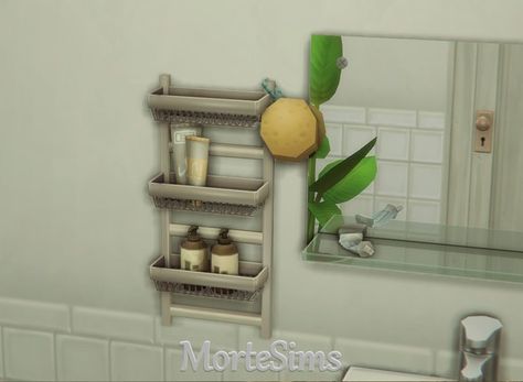 Sims 4 Retro Bath Rack | Patreon Sims 4 Retro, Bathroom Clutter, Japanese Bathroom, Bath Rack, Sims 4 Clutter, Japanese Bath, Retro Bathrooms, Sims 4 Cc Furniture, Mug Rack