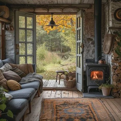 Nature Home | 🤭👏 | Facebook Estilo Cottage, Simple Cottage, Cottage Decor Farmhouse, Nature Home, Dream Cottage, Lake Cottage, Stone Cottage, Tiny House Cabin, Cabins And Cottages