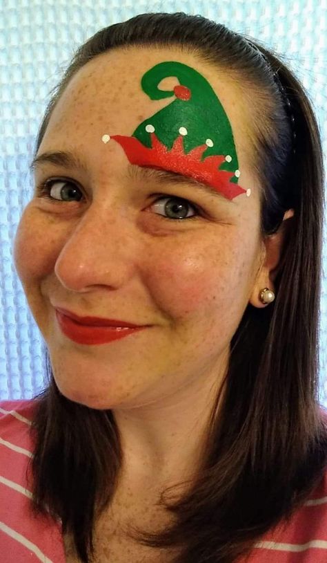 Small Christmas Face Paint Ideas, Simple Reindeer Face Paint, Easy Face Painting Ideas For Kids Christmas, Face Paint Ideas Christmas, Festive Face Paint, Quick Christmas Face Painting, Elf Face Painting, Christmas Kids Face Painting, Face Paint Christmas Easy