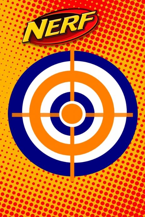 Design created with PosterMyWall Nerf Birthday Invitations, Nerf Party Invitations, Nerf Target, Nerf Cake, Nerf Birthday Party, Nerf Party, Hunting Party, Promotional Flyers, 9th Birthday