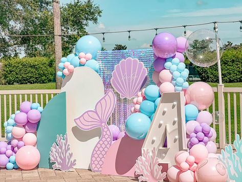 Mermaid Backdrop Ideas, Cardboard Props, Color Psychology, Mermaid Party, 5th Birthday, Outdoor Shade, 3rd Birthday, 2nd Birthday, Mermaid