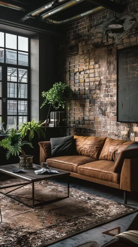 Embrace the Urban Chic: Exploring Industrial Living Room Styles - Decoholic Modern Industrial Farmhouse Living Room, Industrial Villa, Industrial Boho Living Room, Cozy Industrial Living Room, Industrial Style Interior Design, Industrial Farmhouse Living Room, Modern Industrial Living Room, Industrial Decor Living Room, Industrial Living Room Design