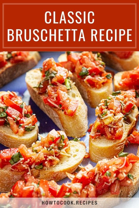 Brusetta Appetizer Recipe, French Bread Bruschetta, Burchette Recipe, Appetizer Recipes Bruschetta, Recipes For Bruschetta, Classic Bruschetta Recipe, Brachetto Bread, Bruchetta Bread Dip, Bruschetta Appetizer Easy