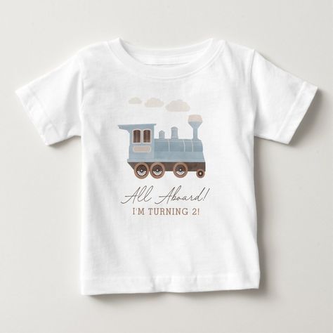 Charming vintage train tee, perfect for your little conductor's birthday celebration! #BabyBirthday #VintageTrain #KidsFashion #PartyTee #ToddlerStyle #CuteOutfits #BirthdayParty #TrainLovers #GiftForKids #ZazzleDesigns Choo Choo Train Birthday Party, Vintage Train Birthday Party, Newborn Parenting, Train Birthday Theme, Train Theme Birthday Party, Thomas The Train Birthday Party, Transportation Birthday Party, Tshirts Vintage, Train Birthday Party