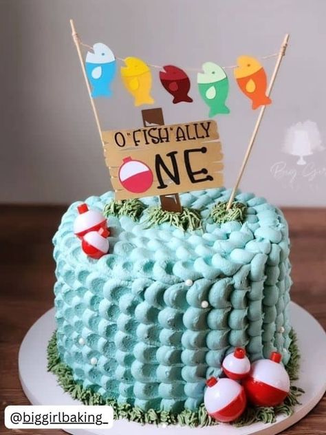 "O-Fish-Ally One" Fishing Themed First Birthday Party Ofishally One Party Food, Of Fish Ally One, Offishly One Birthday, Ofishally One Cupcakes, Fish 1st Birthday Party, I Fish Ally One, 1st Birthday Boy Fishing Theme, Fish Themed First Birthday Party, Fishing Themed First Birthday Party