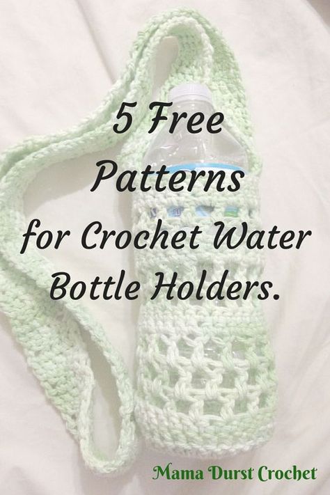 Free Patterns For Crochet, Crochet Water Bottle, Crochet Water Bottle Holder, Patterns For Crochet, Bottle Cozies, Bottle Sling, Crochet Shell Stitch, Crochet Cozy, Water Bottle Carrier